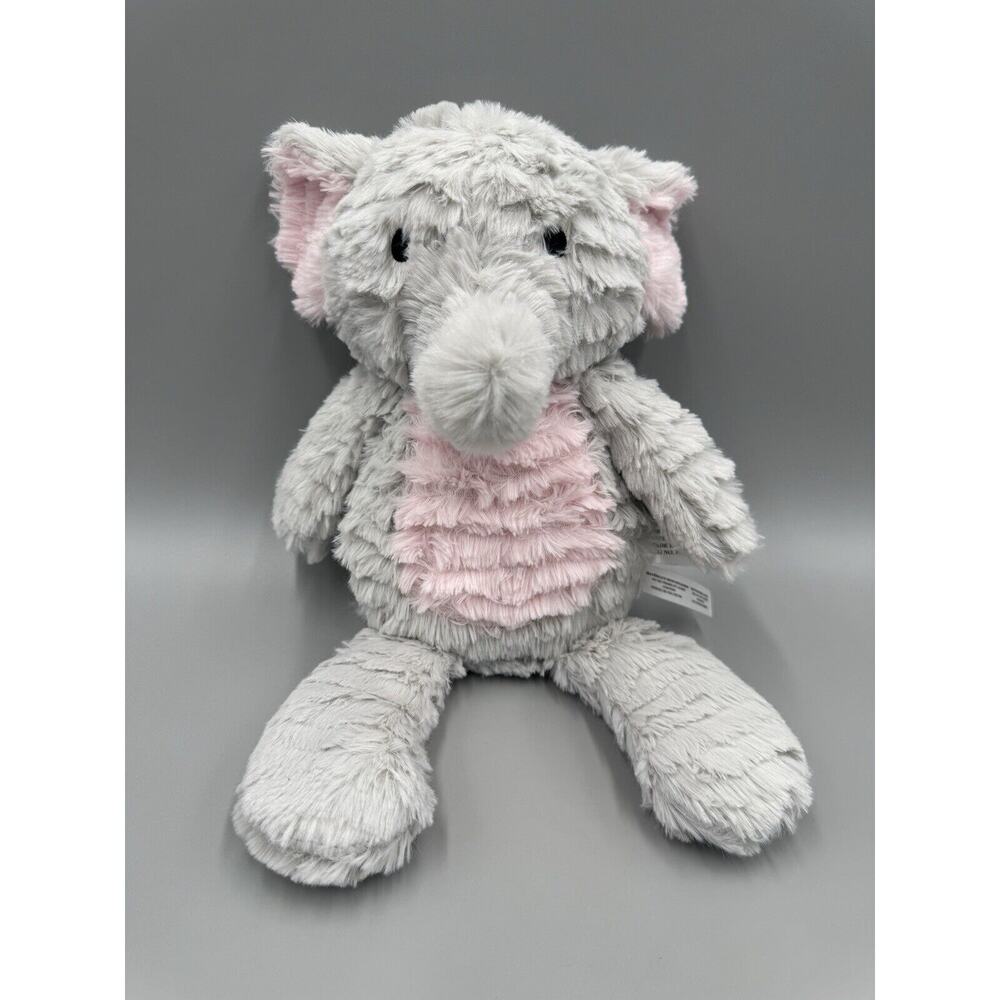 PS By The Peanut Shell Elephant Plush 13” Shaggy Soft Stuffed Animal Gray & Pink